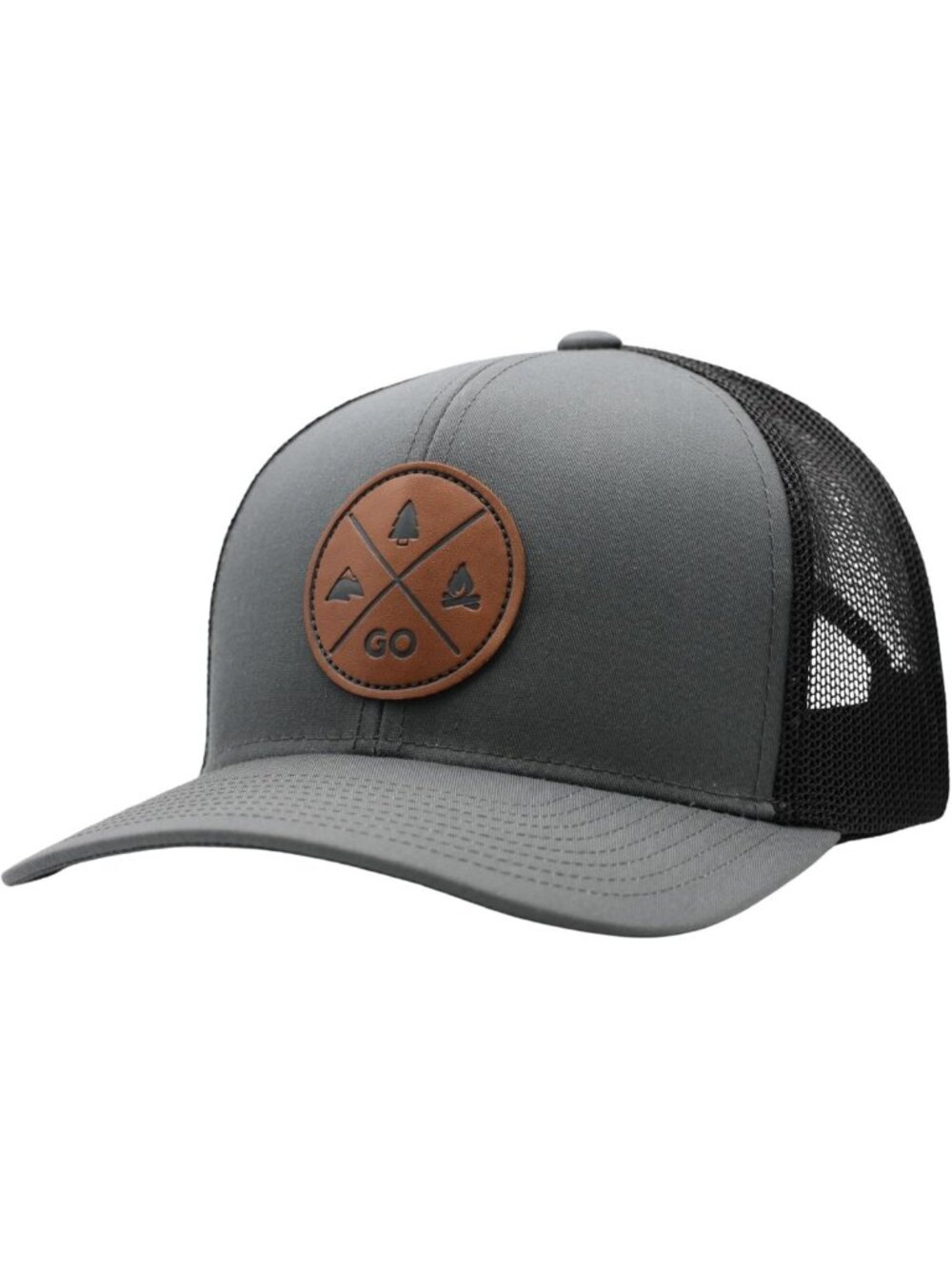 Unisex Mid Profile Trucker Hat - Breathable Mesh Back, Adjustable Snap, GO